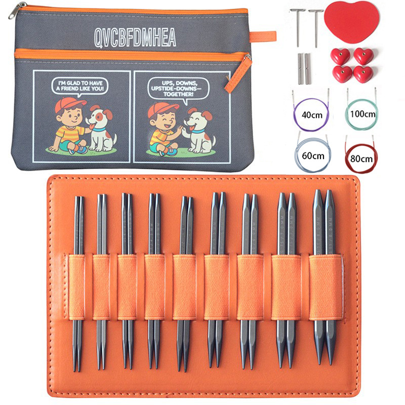 QVCBF alati za pletenje: četvrtaste igle od aluminijevog oksida, uklonjive, 9 setova, 3,5–8,0 mm