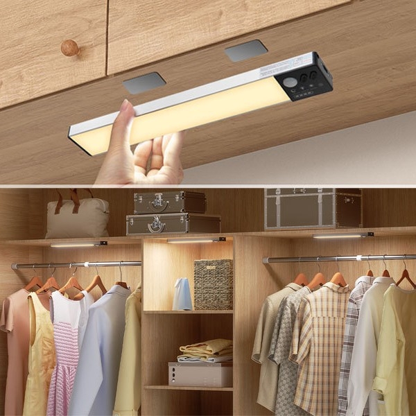 Inteligentna LED traka sa senzorom pokreta za garderobe i ormariće, magnetska, punjiva noćna svjetiljka s neprekidnim podešavanjem jačine svjetla