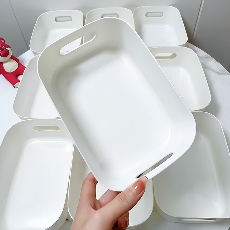 Bijela plastična kutija za pohranu za stolno korištenje, studentsku sobu – organizator za grickalice i sitnice
