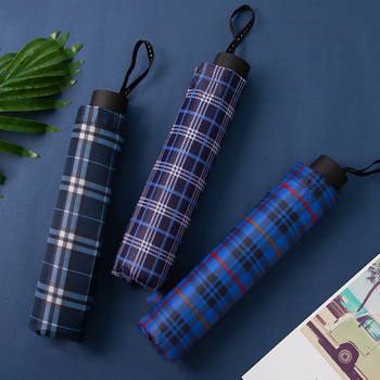 Deset čeličnih rebara, britanski karirani sklopivi kišobran, ručni mehanizam, unisex, otporan na vjetar