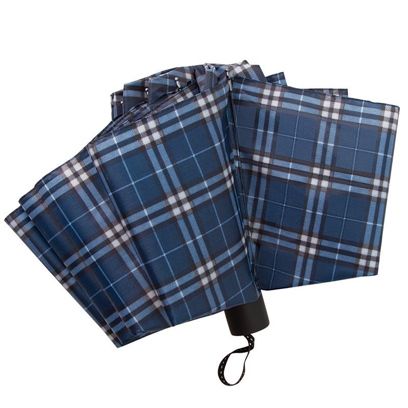 Deset čeličnih rebara, britanski karirani sklopivi kišobran, ručni mehanizam, unisex, otporan na vjetar