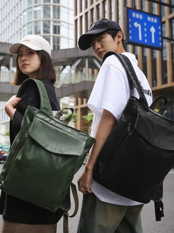 Unisex ruksak od PU, jednobojni biker stil, 20–35 L, antibakterijska podstava, za 9-inčni prijenosnik, zračne jastuke na naramenica, za dnevne i putne potrebe.