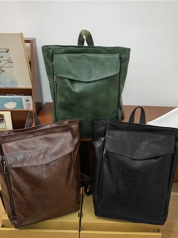 Unisex ruksak od PU, jednobojni biker stil, 20–35 L, antibakterijska podstava, za 9-inčni prijenosnik, zračne jastuke na naramenica, za dnevne i putne potrebe.