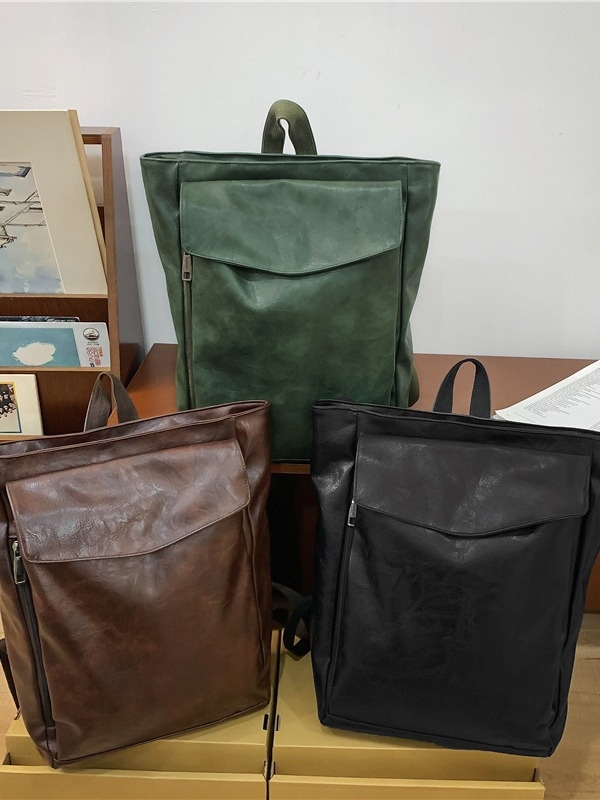 Unisex ruksak od PU, jednobojni biker stil, 20–35 L, antibakterijska podstava, za 9-inčni prijenosnik, zračne jastuke na naramenica, za dnevne i putne potrebe.