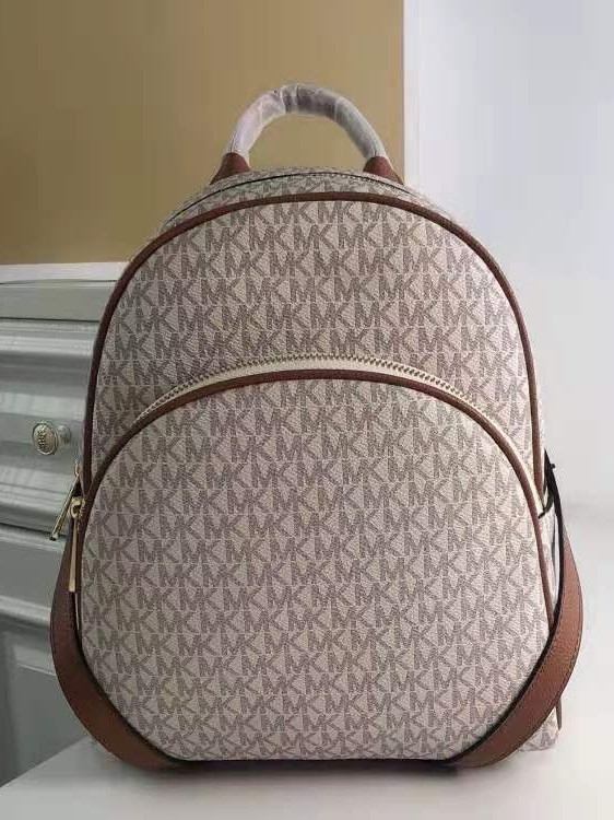Novi M-K ruksak, velik kapacitet, svakodnevni kožni ruksak za žene, klasičan monogram uzorak
