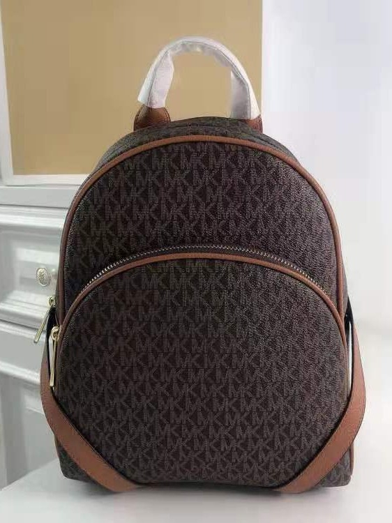 Novi M-K ruksak, velik kapacitet, svakodnevni kožni ruksak za žene, klasičan monogram uzorak