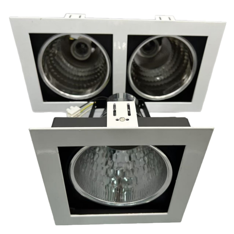 LED ugrađena prilagodljiva downlight s rešetkom, kvadratna stropna svjetiljka, moderni minimalistički stil