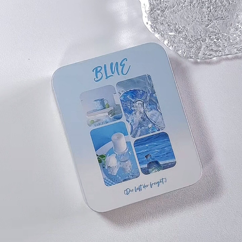 Kovinska kutija za kartice s preklopnim poklopcem, slatki crtani stolni organizator, kompaktne dimenzije 9,3 × 7,5 × 2,5 cm, kapacitet 100 ml