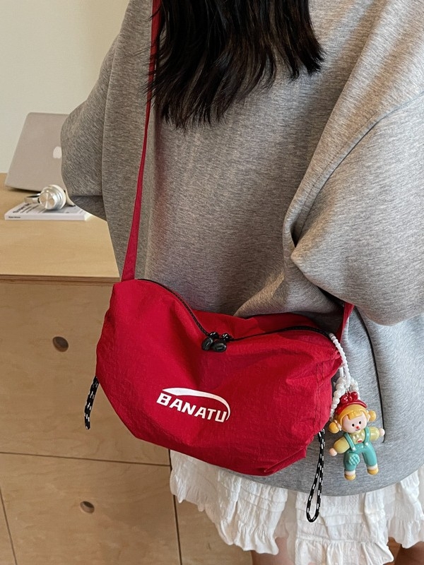 Unisex crossbody torbica u obliku jastuka s tiskom slova, svakodnevna upotreba, lagani luksuz