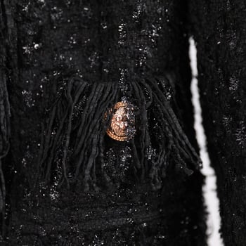 Ženska jakna od vunenog tweeda za jesen-zimu, inspirirana Chanelom, haute couture, s resicama i svjetlim heklanim uzorcima, uski kroj