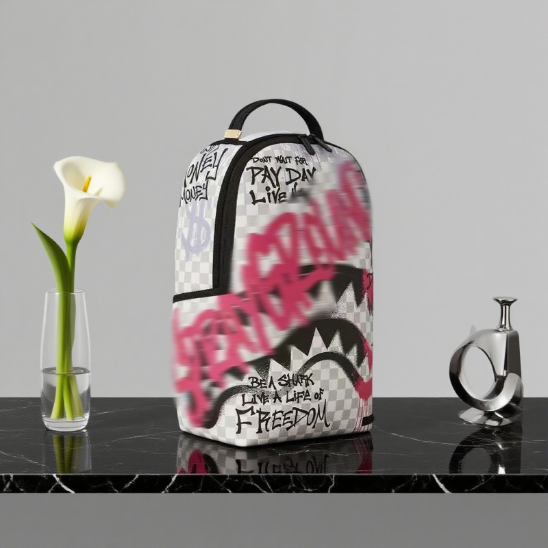 Ruksak Shark Mouth Graffiti – ulični stil, unisex, Oxford platno, 20–35 L, za 12-inčni prijenosnik