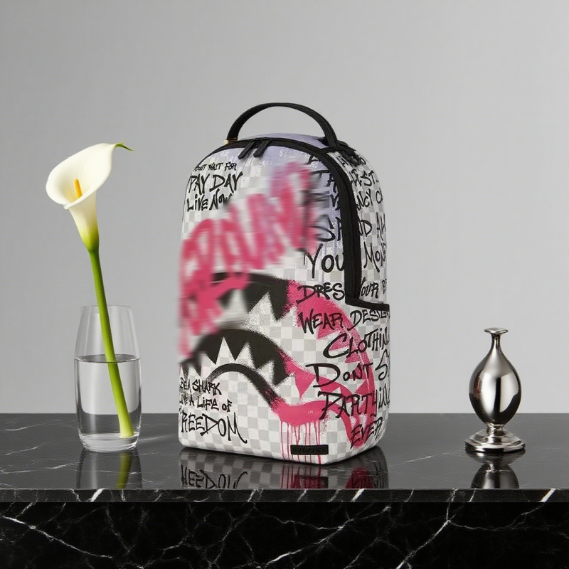 Ruksak Shark Mouth Graffiti – ulični stil, unisex, Oxford platno, 20–35 L, za 12-inčni prijenosnik