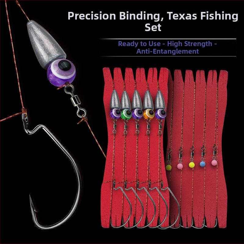 Texas Rig set s unaprijed vezanim linijama, udice za crank, udice za bass i snakehead, dodatna oprema za kuglične težine, ribolovna oprema