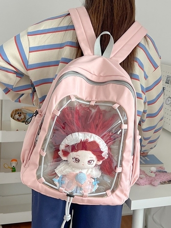 Prozirni ruksak u japanskom stilu, inspiriran animeom, ležerni minimalistički školski ruksak, pogodan za 15-inčni prijenosnik