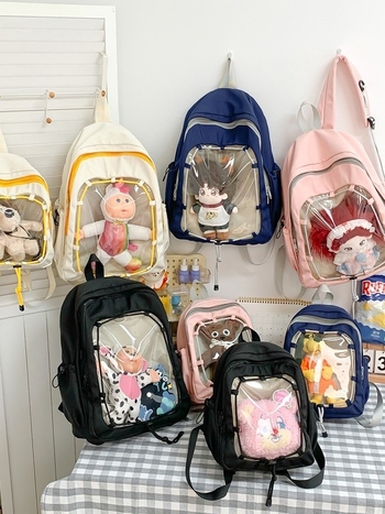 Prozirni ruksak u japanskom stilu, inspiriran animeom, ležerni minimalistički školski ruksak, pogodan za 15-inčni prijenosnik