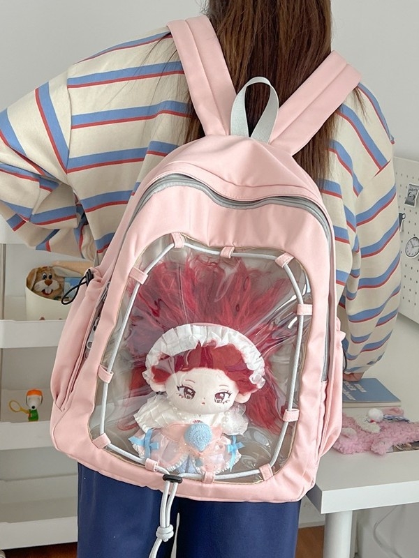Prozirni ruksak u japanskom stilu, inspiriran animeom, ležerni minimalistički školski ruksak, pogodan za 15-inčni prijenosnik