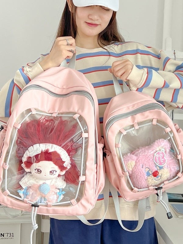 Prozirni ruksak u japanskom stilu, inspiriran animeom, ležerni minimalistički školski ruksak, pogodan za 15-inčni prijenosnik