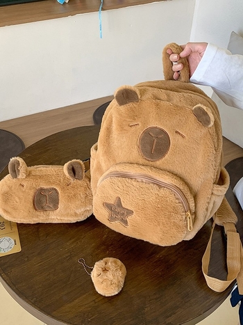 Capybara plišani ruksak – trodjelni set za učenike, s velikim kapacitetom