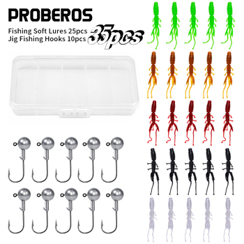 Proberos Ned Rig set za ribolov – meki mamci od škampova, plivajući, udice s olovnom glavom, slani miris, pakiranje na veliko