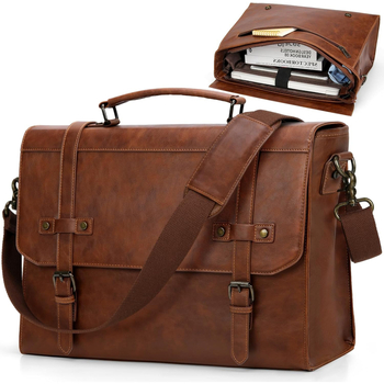 Vintage kožna torba za prijenosno računalo s crossbody remenom, velik kapacitet, Crazy Horse koža