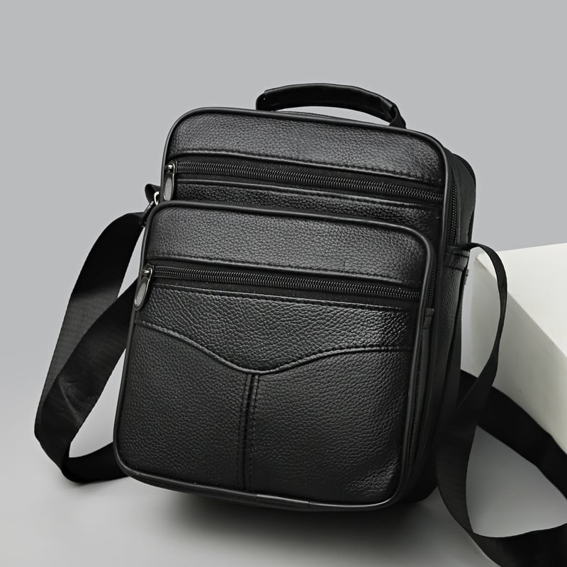 Geantă bărbătească din piele naturală, crossbody, capacitate mare, pentru exterior, multifuncțională, rezistentă la apă