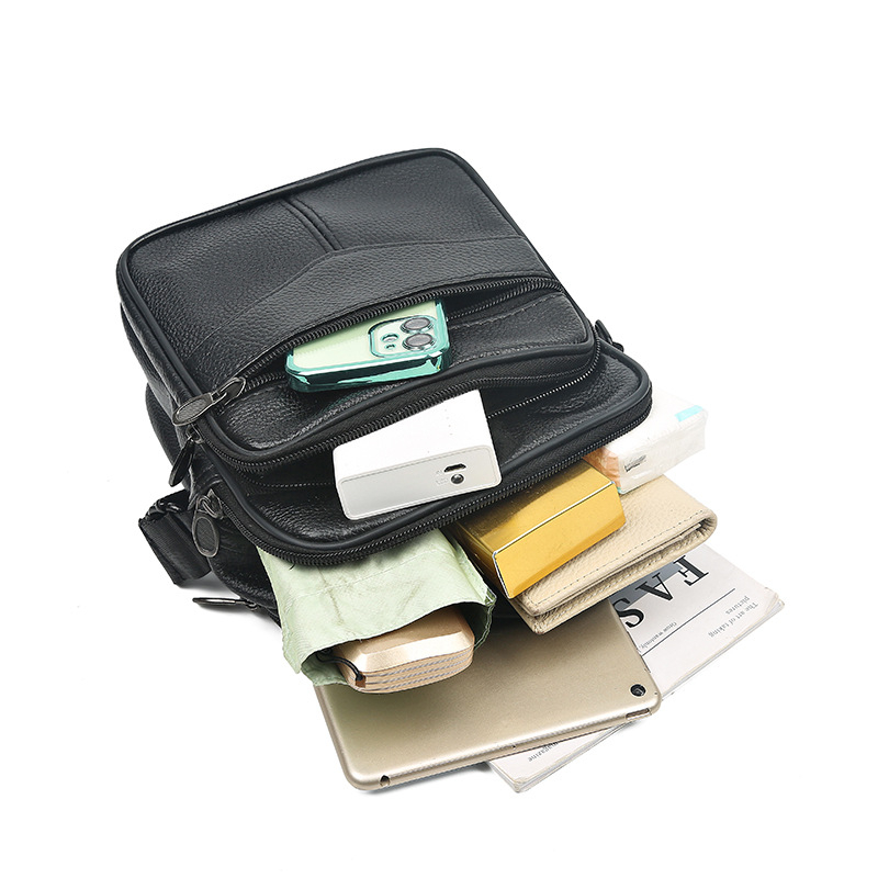 Geantă bărbătească din piele naturală, crossbody, capacitate mare, pentru exterior, multifuncțională, rezistentă la apă
