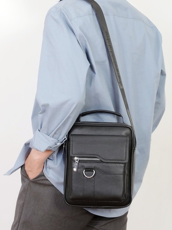 Muška kožna torba za ramena, crossbody, vertikalni dizajn, poslovna torba za dokumente