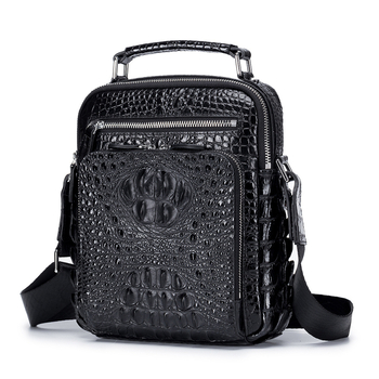 Muška kožna crossbody torba s uzorkom krokodila, od prave kože, poslovna torba