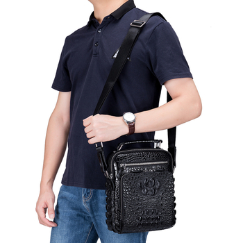 Muška kožna crossbody torba s uzorkom krokodila, od prave kože, poslovna torba