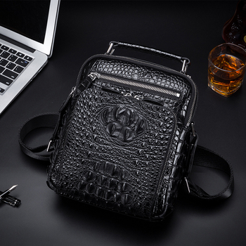 Muška kožna crossbody torba s uzorkom krokodila, od prave kože, poslovna torba