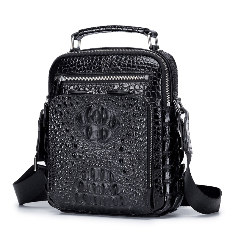 Muška kožna crossbody torba s uzorkom krokodila, od prave kože, poslovna torba