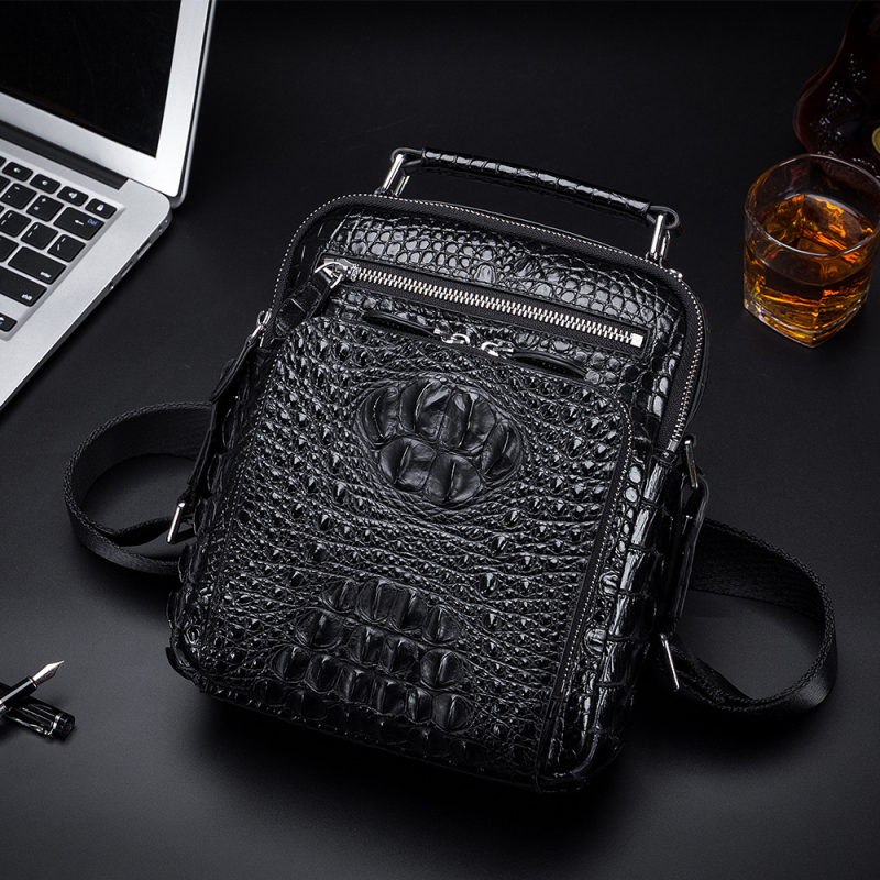Muška kožna crossbody torba s uzorkom krokodila, od prave kože, poslovna torba