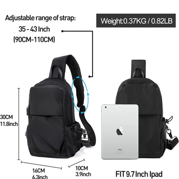 Muška crossbody torbica preko jednog ramena za outdoor putovanja i vožnju biciklom, lagana poliesterska torba za prsa