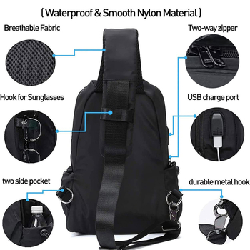 Muška crossbody torbica preko jednog ramena za outdoor putovanja i vožnju biciklom, lagana poliesterska torba za prsa