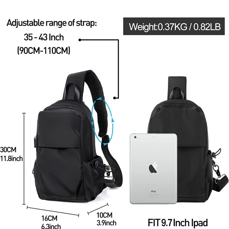 Muška crossbody torbica preko jednog ramena za outdoor putovanja i vožnju biciklom, lagana poliesterska torba za prsa