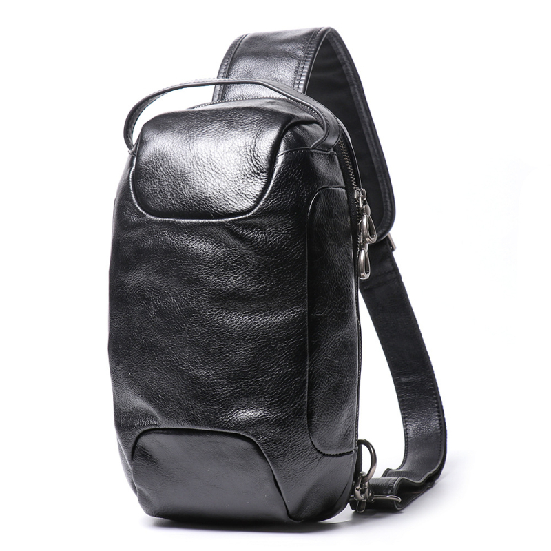 Muška vertikalna kožna crossbody torba, prvoklasna koža, kompatibilna s 11-inčnim prijenosnikom, svakodnevni sportski stil