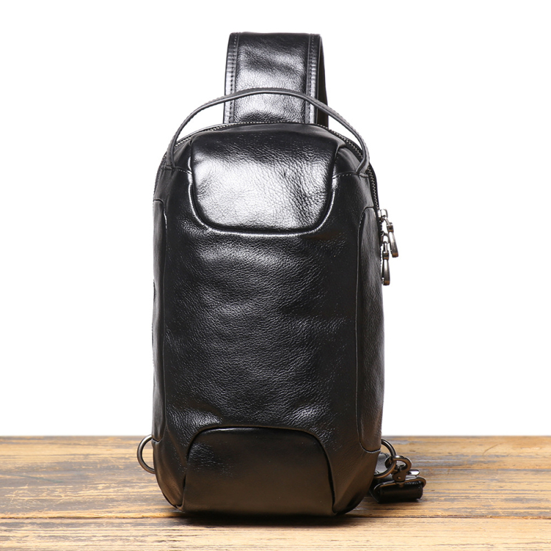 Muška vertikalna kožna crossbody torba, prvoklasna koža, kompatibilna s 11-inčnim prijenosnikom, svakodnevni sportski stil