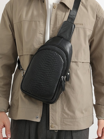 Muška kožna torba za prsa s uzorkom krokodila, vodootporna, za 8-inčni laptop, crossbody, poslovni stil