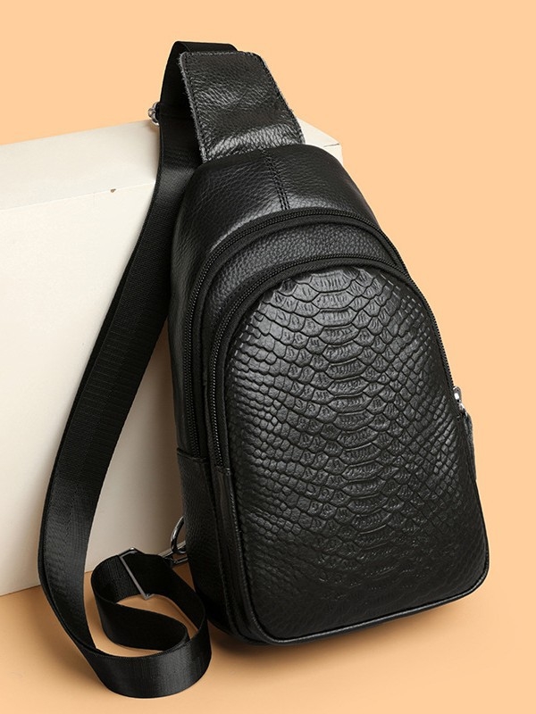Muška kožna torba za prsa s uzorkom krokodila, vodootporna, za 8-inčni laptop, crossbody, poslovni stil
