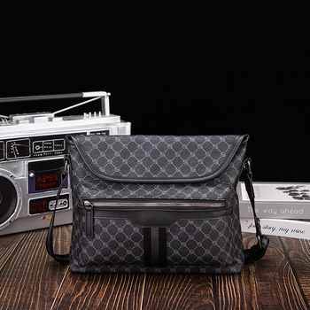Muška karirana crossbody torba, velikog kapaciteta, vodootporan PVC, ulični stil