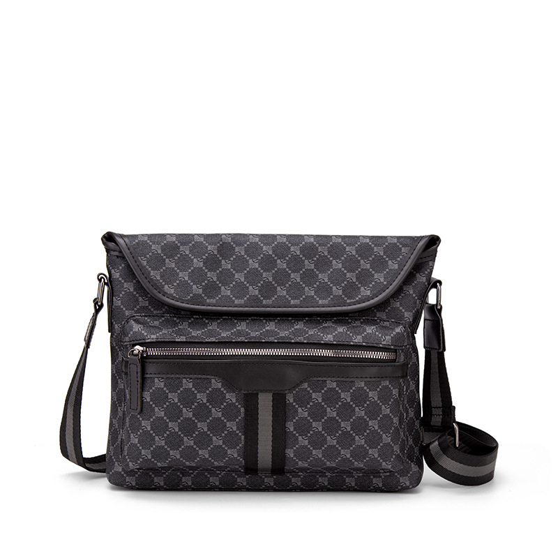 Muška karirana crossbody torba, velikog kapaciteta, vodootporan PVC, ulični stil
