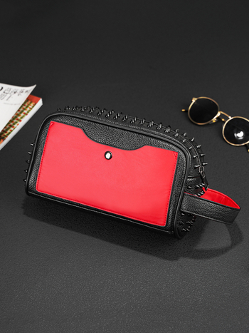 Muška PU clutch torba s rivetima, kontrastne boje, minimalistički stil, za mlade