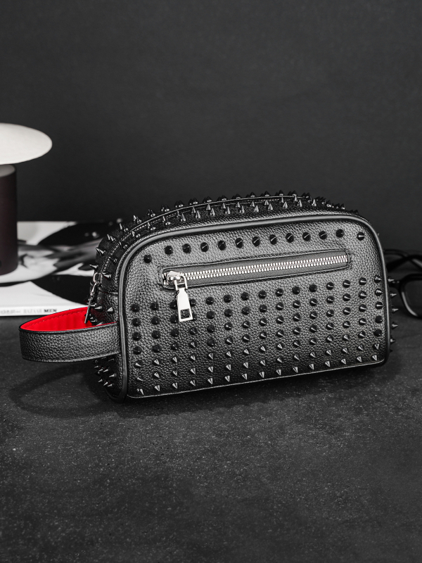 Muška PU clutch torba s rivetima, kontrastne boje, minimalistički stil, za mlade