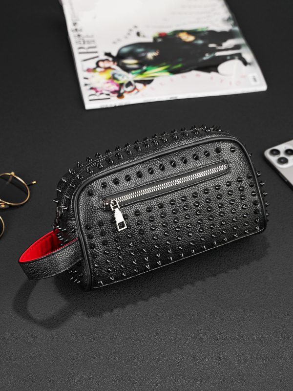 Muška PU clutch torba s rivetima, kontrastne boje, minimalistički stil, za mlade