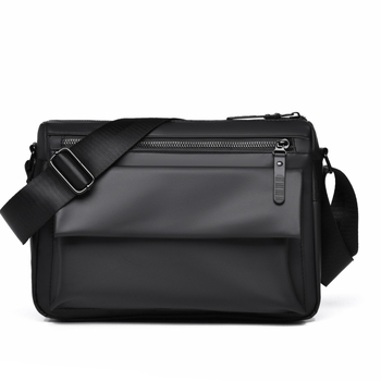 Muška kožna crossbody torba s dvostrukim zatvaračima, velika kapaciteta, jednostavan i moderan dizajn, za svakodnevni odlazak na posao i vožnju biciklom, pogodna za 8-inčni prijenosnik