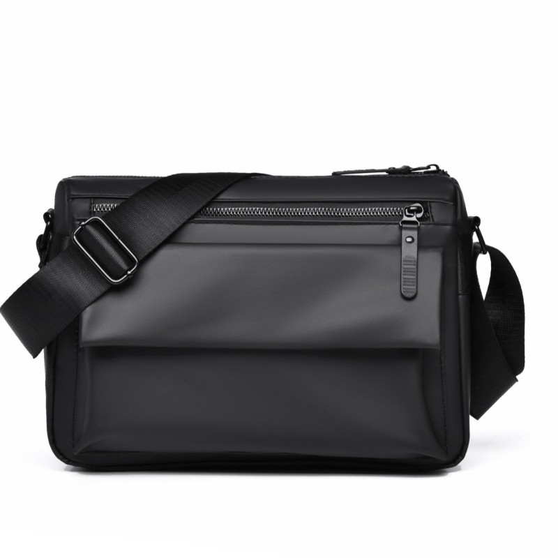Muška kožna crossbody torba s dvostrukim zatvaračima, velika kapaciteta, jednostavan i moderan dizajn, za svakodnevni odlazak na posao i vožnju biciklom, pogodna za 8-inčni prijenosnik
