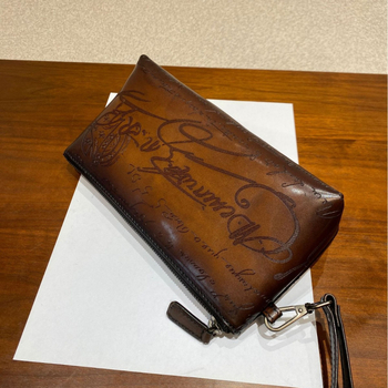 Muška clutch torba od teleće kože sa Scritto grafikom, prava koža, retro stil dopuna