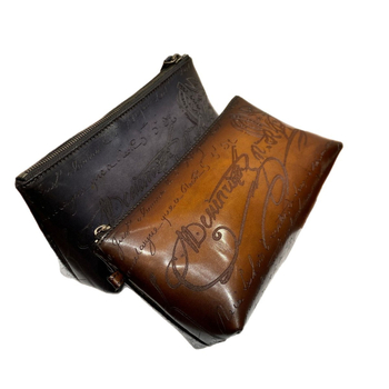 Muška clutch torba od teleće kože sa Scritto grafikom, prava koža, retro stil dopuna