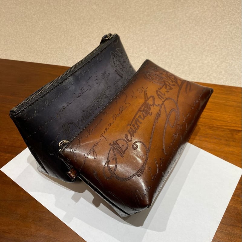 Muška clutch torba od teleće kože sa Scritto grafikom, prava koža, retro stil dopuna