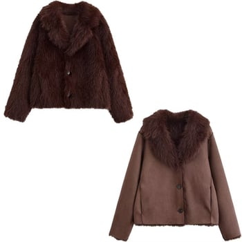 Myst&Za Ženska zimska jakna 2025, casual stil, lažni krzno, obostrano nošenje, 3046381
